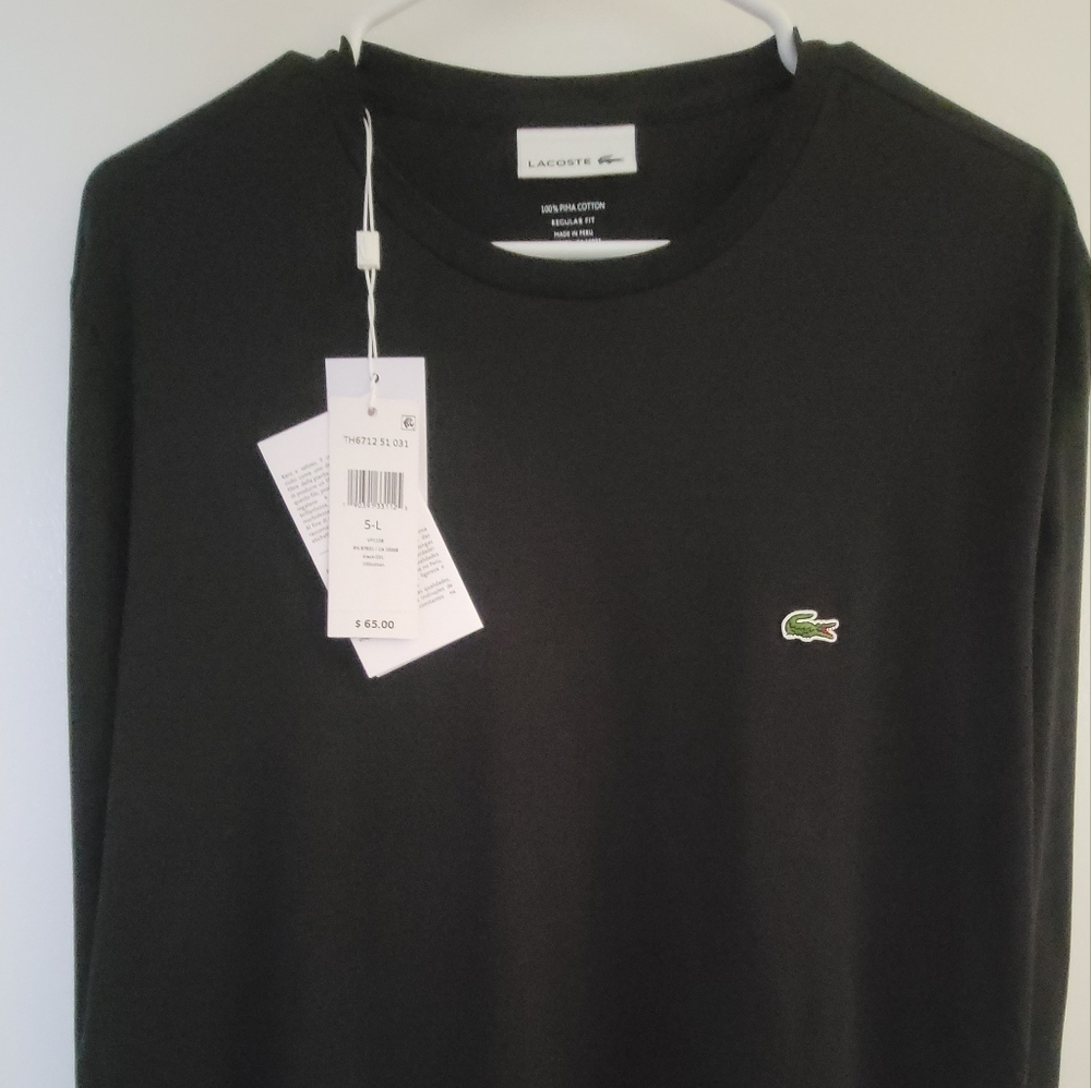 Lacoste Large Black Long Sleeve Pima Cotton